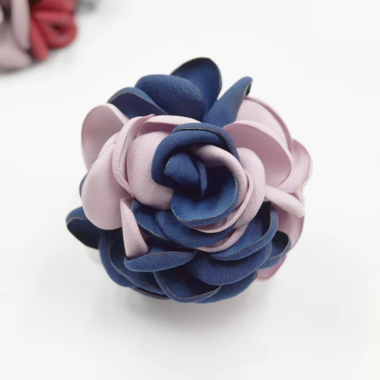 Brosa Marva, mix roz si albastru, handmade, in forma de floare