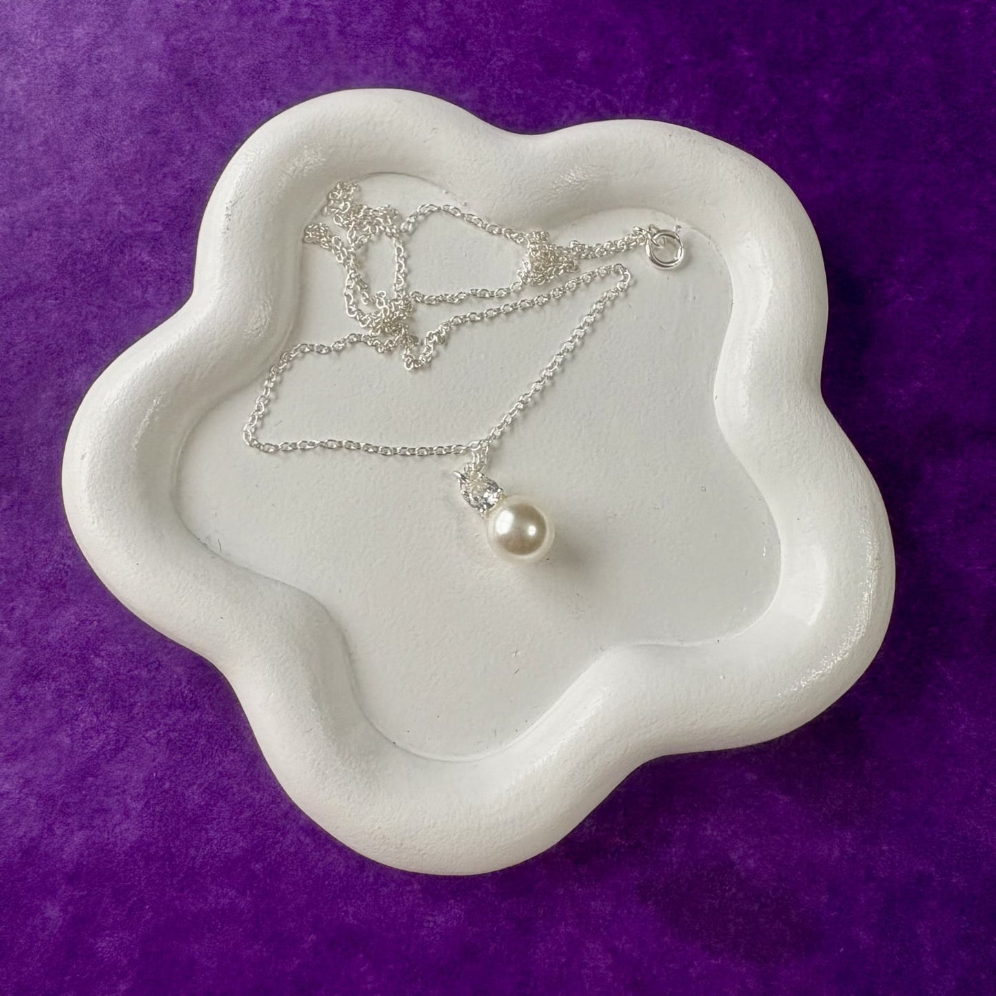Jodie Sterling Silver Necklace with Pearl and Zirconia Pendant