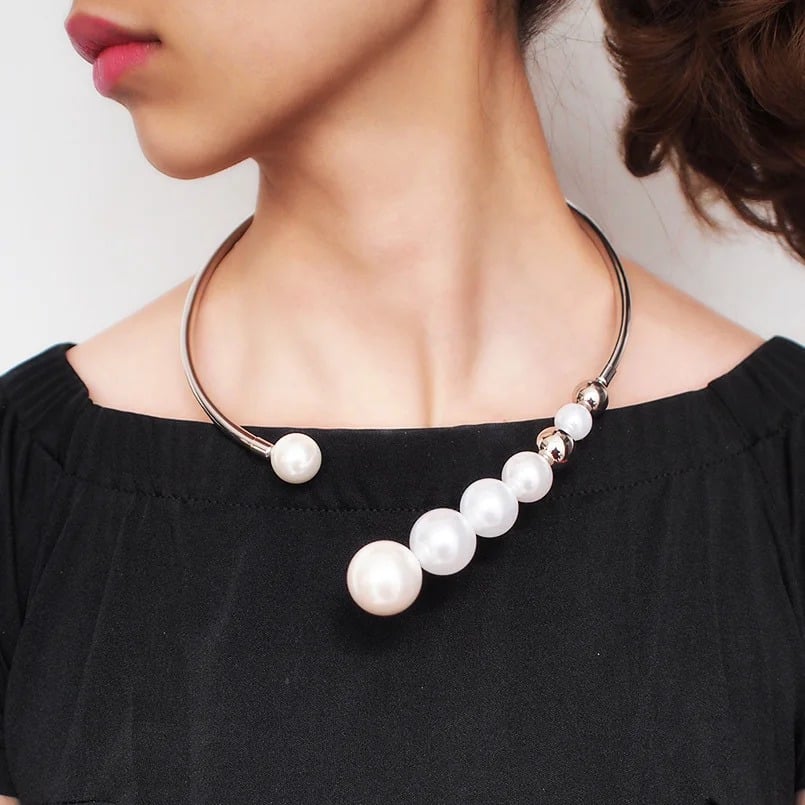 Verya Necklace, gold, decorated with pearls, adjustable - Universe of Pearls Collection