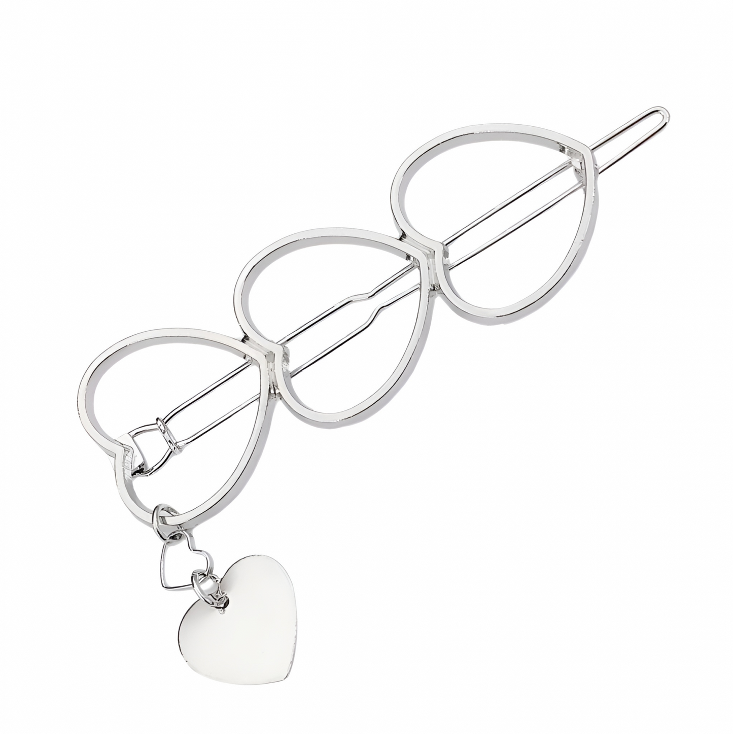 Agrafa de par Silver Heart, cu montura argintie, in forma de inima
