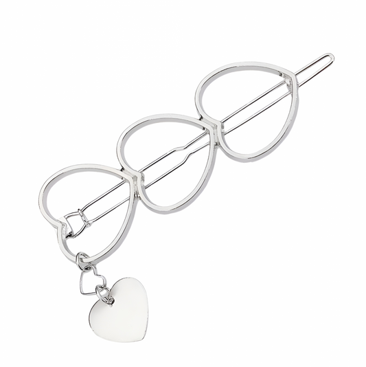 Agrafa de par Silver Heart, cu montura argintie, in forma de inima