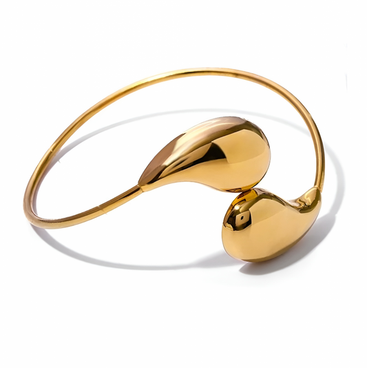 Bratara Evora, aurie, din otel inoxidabil placat cu aur 18K, cu model picatura, reglabila