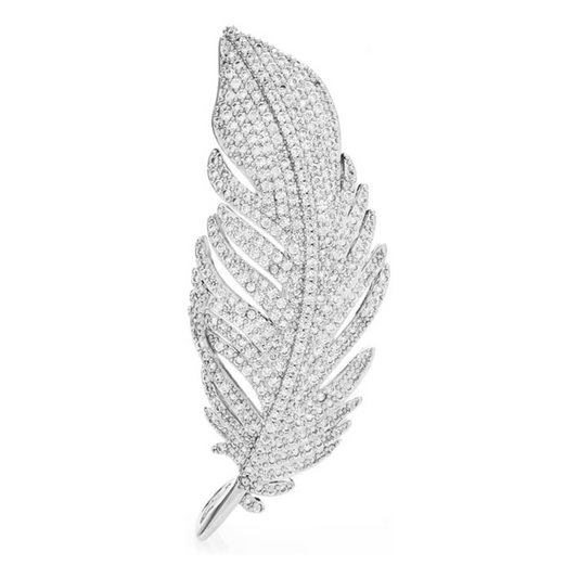 Brosa Silver Leaf, argintie, decorata cu zirconiu - Colectia Celebration