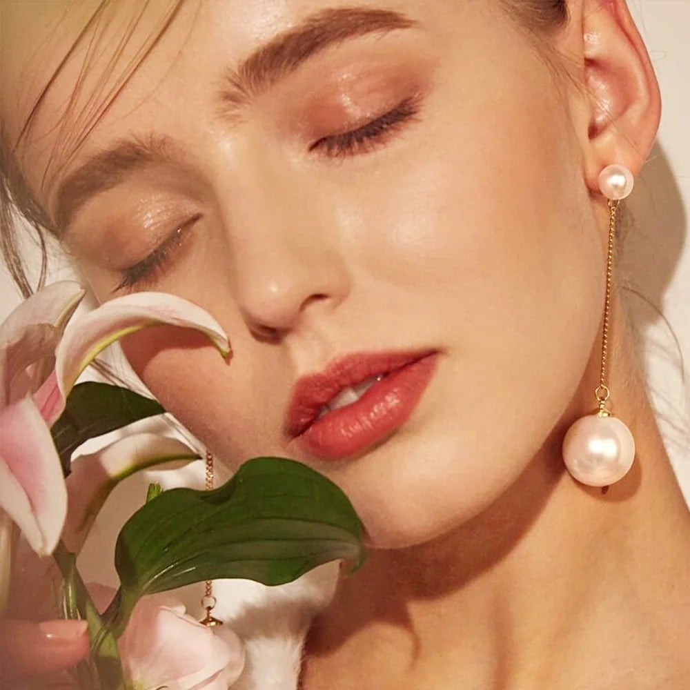 Cercei cu clips Ellia, lungi, aurii, cu perle