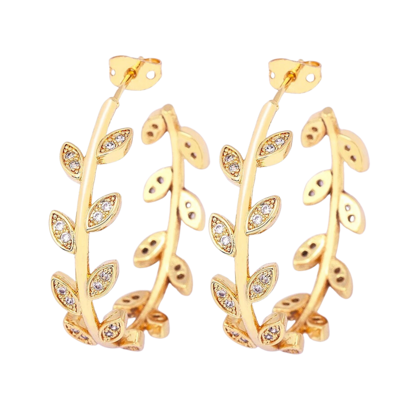 Cercei Estrella, aurii, rotunzi, cu model frunze - Colectia Boheme