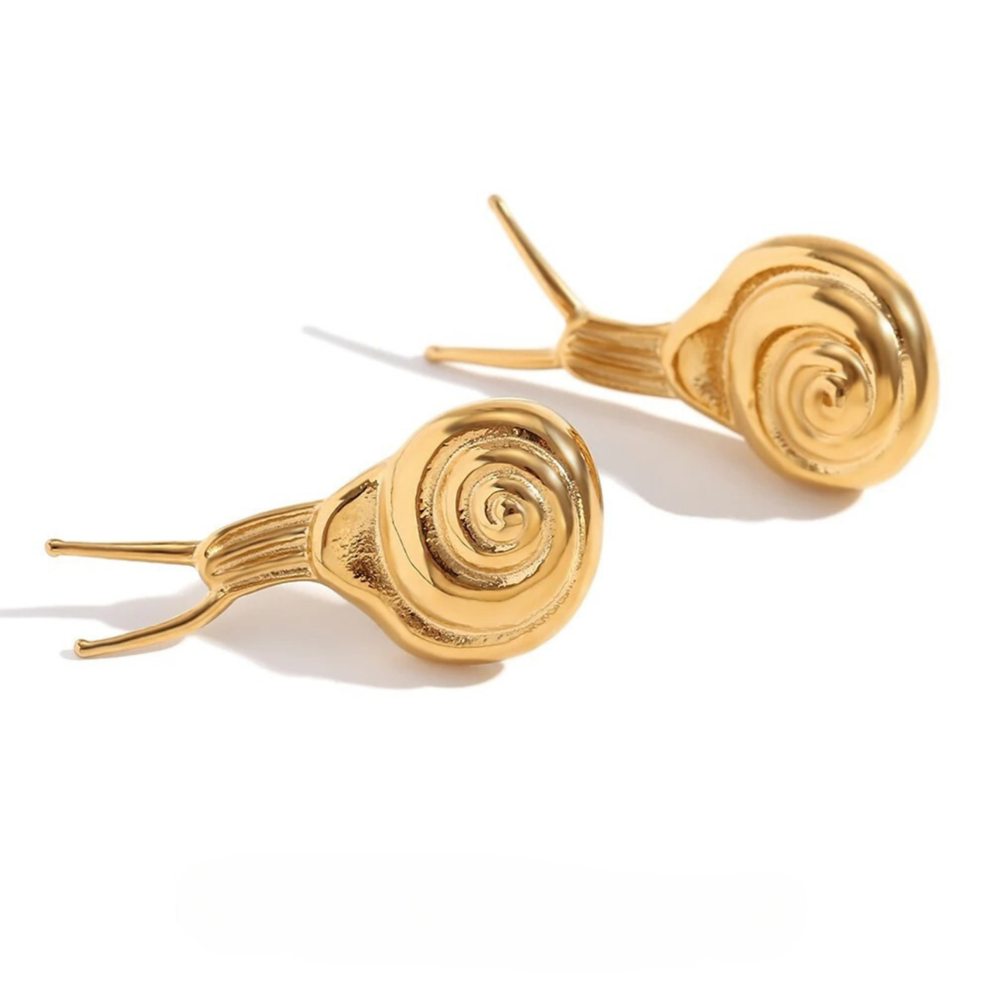 Cercei Snail, aurii, in forma de melc, din otel inoxidabil placat cu aur 18K