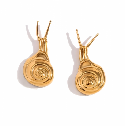 Cercei Snail, aurii, in forma de melc, din otel inoxidabil placat cu aur 18K