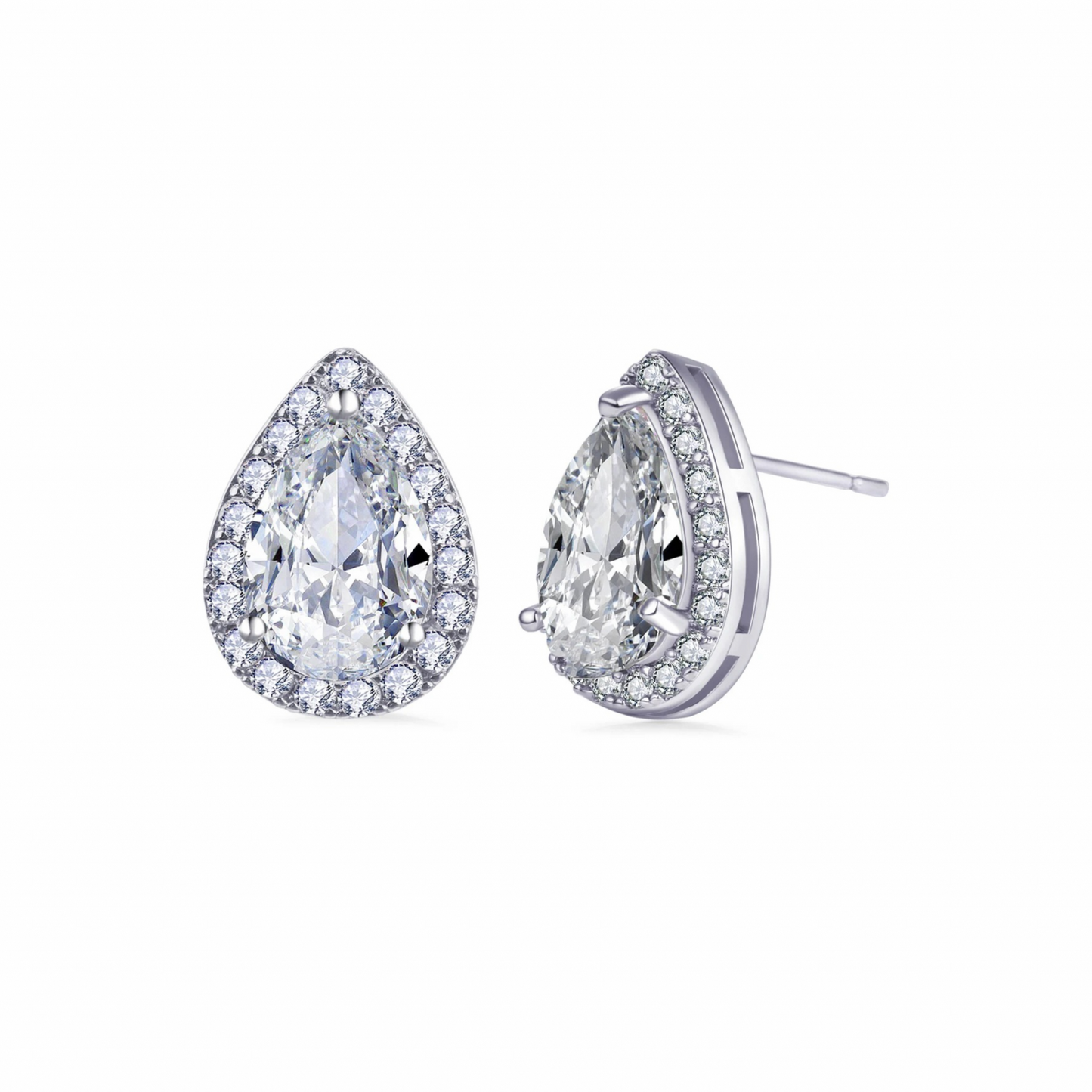 Kae earrings, silver, teardrop-shaped, decorated with cubic zirconia - Celebration Collection