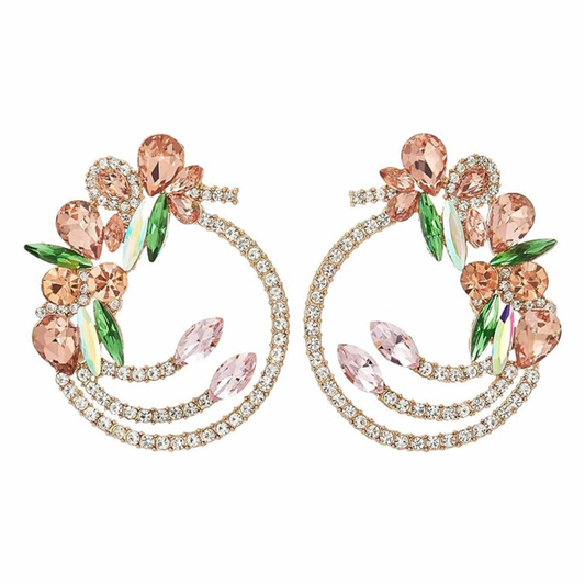 Cercei Lisandra, multicolori, rotunzi, decorati cu pietre