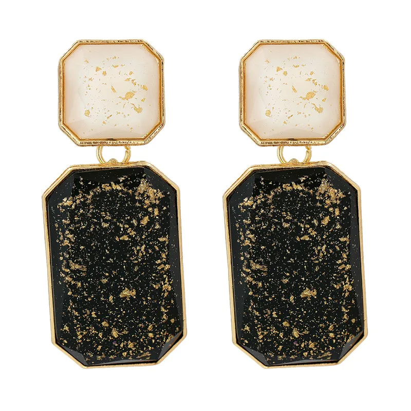 Cercei Riley, auriu cu negru, cu forma geometrica