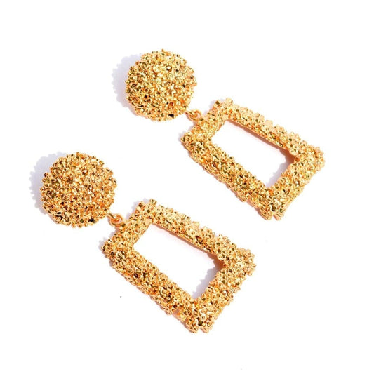 Cercei cu clips Raquel, aurii, cu forma geometrica