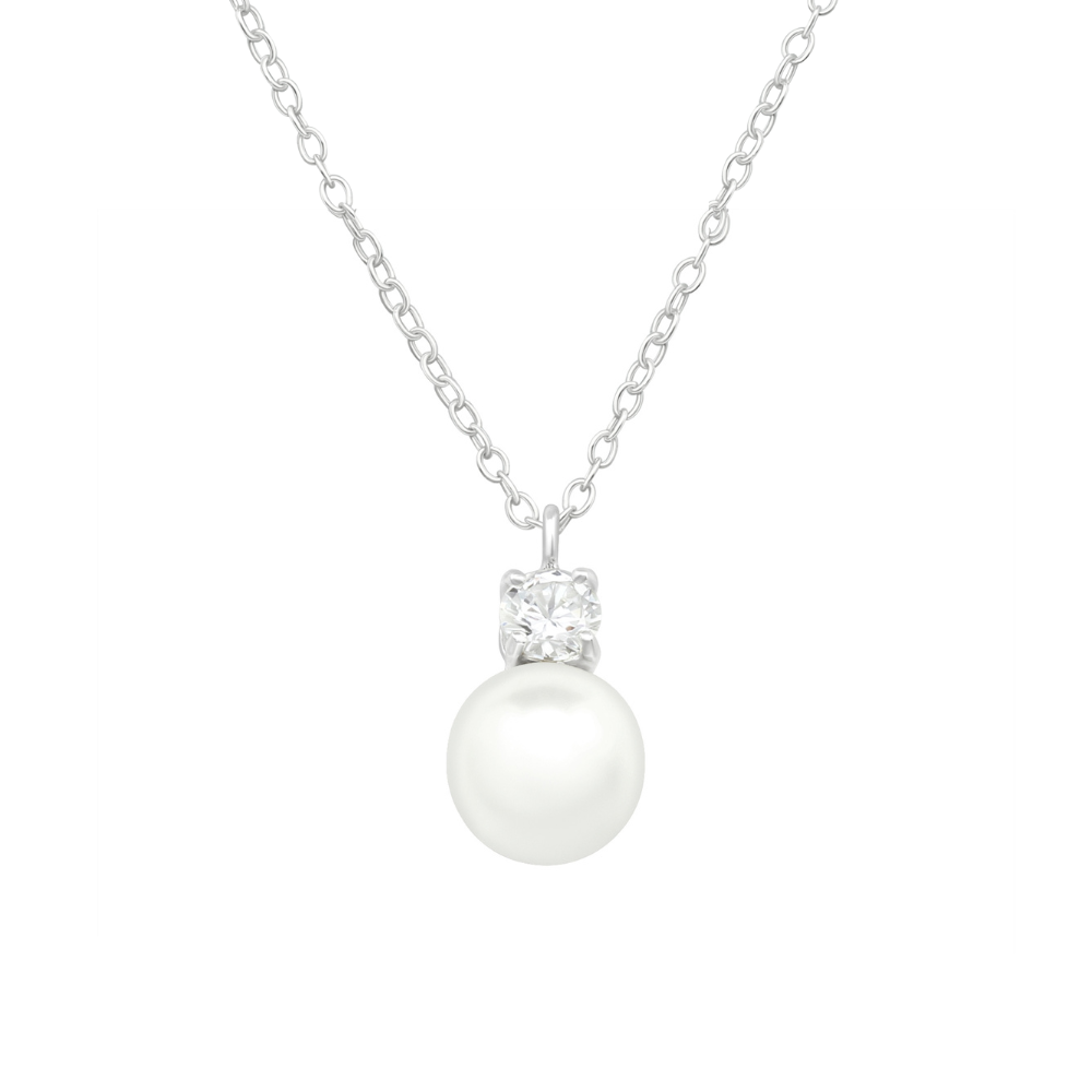 Jodie Sterling Silver Necklace with Pearl and Zirconia Pendant