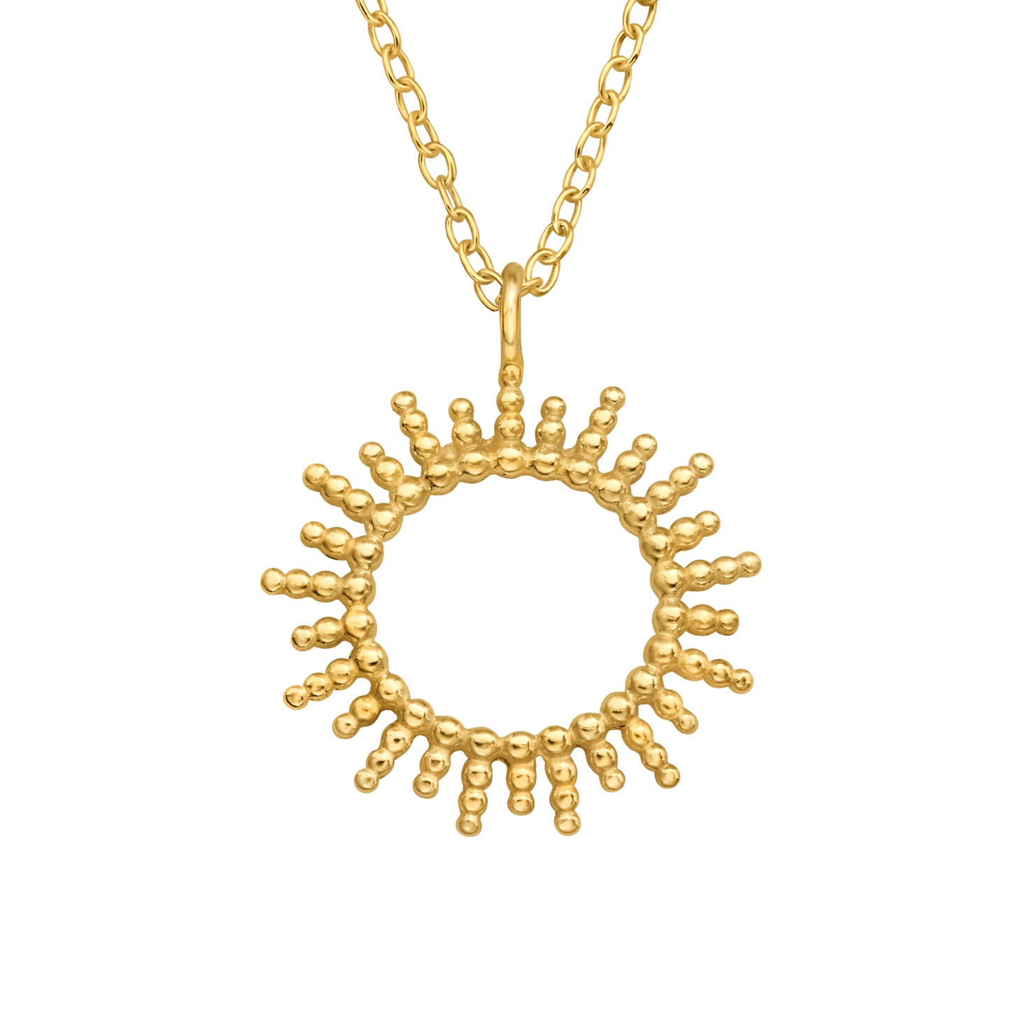 Flora silver necklace, plated with 24K gold, with sun-shaped pendant