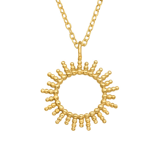 Colier argint Flora, placat cu aur 24K, cu pandantiv in forma de soare