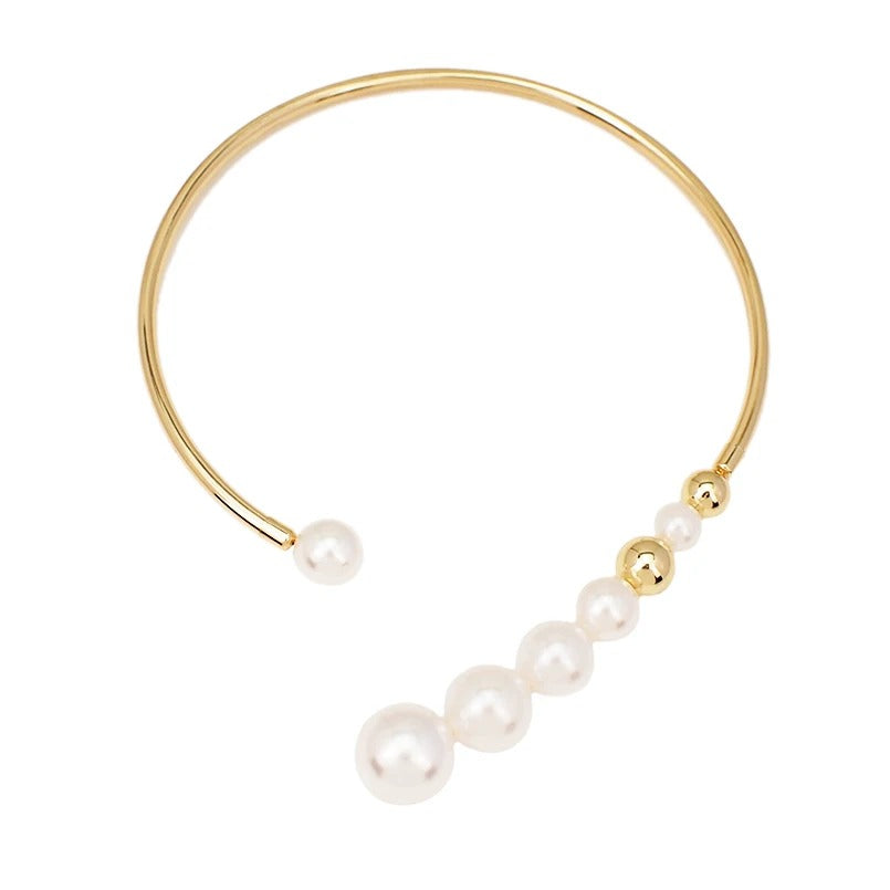 Verya Necklace, gold, decorated with pearls, adjustable - Universe of Pearls Collection