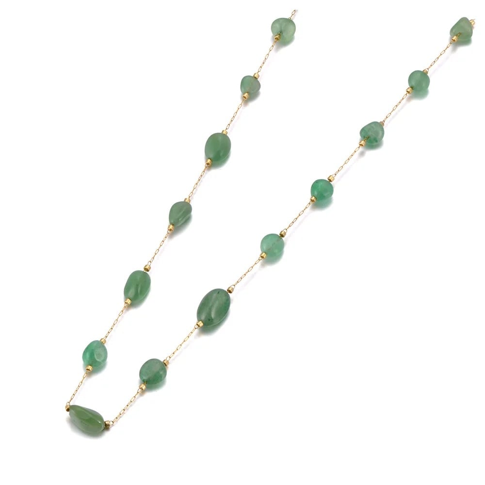 Colier Laramie, auriu, cu pietre naturale, din oțel inoxidabil placat cu aur 18K