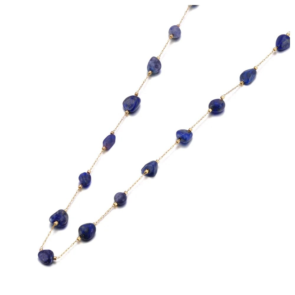 Colier Laramie, auriu, cu pietre naturale, din oțel inoxidabil placat cu aur 18K