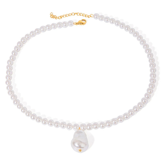 Colier Meredith, cu perle, auriu, din otel inoxidabil - Colectia Universe of Pearls