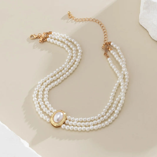 Emilia Choker Necklace with Pearls, Vintage Style - Universe of Pearls Collection