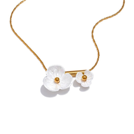 Hanna Necklace, Gold, with Floral Design, 18K Gold Plated Stainless Steel - Floral Paradise Collection