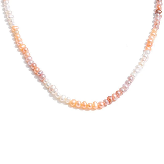 Marigold Necklace, gold, made of 18K gold-plated stainless steel and natural pink cultured pearls - Universe of Pearls Collection