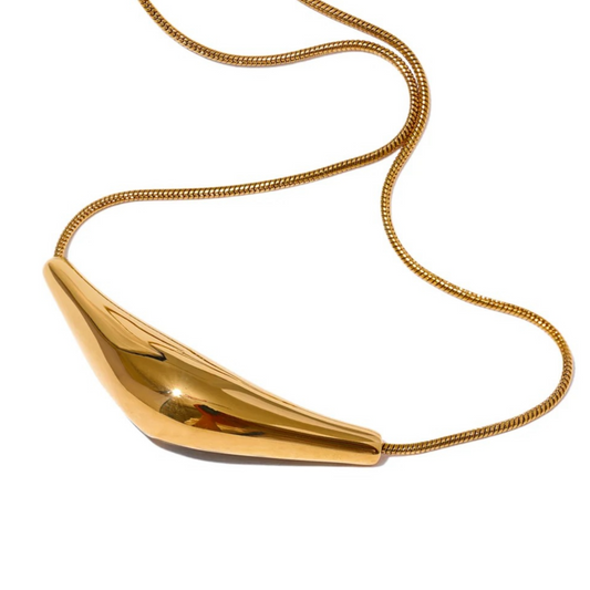 Nataly Necklace, gold, 18K gold-plated stainless steel, with triangular pendant - Glamour Collection