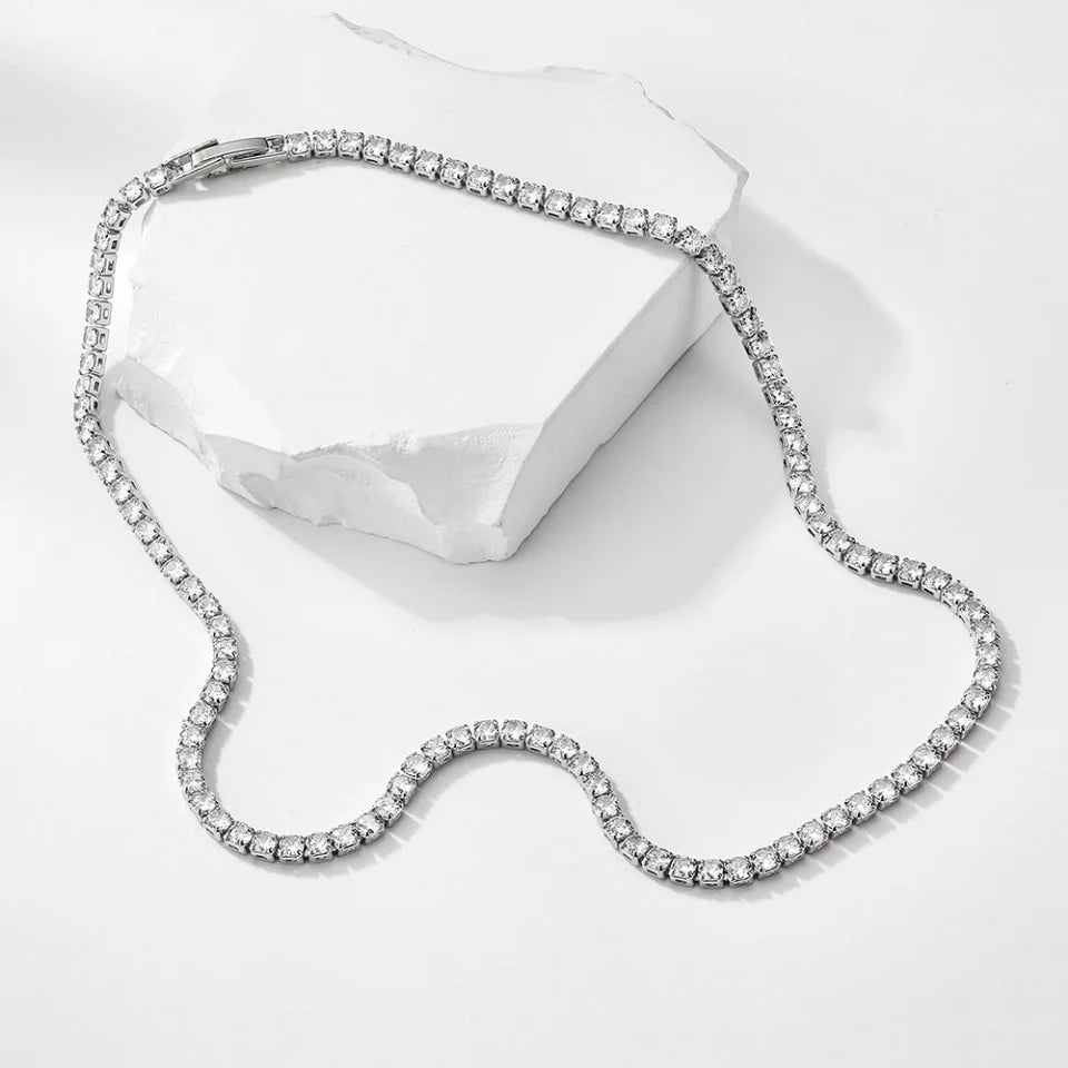 Maeve tennis necklace, silver, adorned with zirconia, 18K gold plated - Celebration Collection