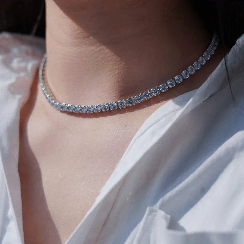 Maeve tennis necklace, silver, adorned with zirconia, 18K gold plated - Celebration Collection