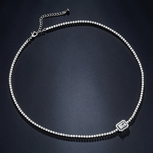 Maude Tennis Necklace, Silver, adorned with Zirconia - Celebration Collection