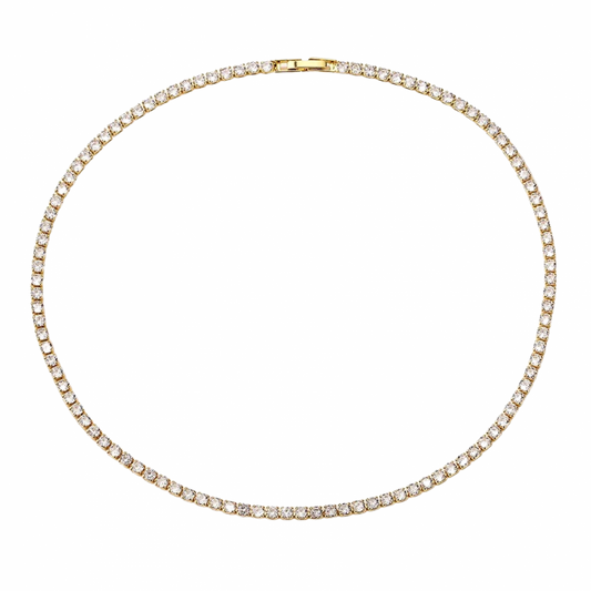 Maeve tennis necklace, gold, decorated with cubic zirconia, choker style - Celebration Collection