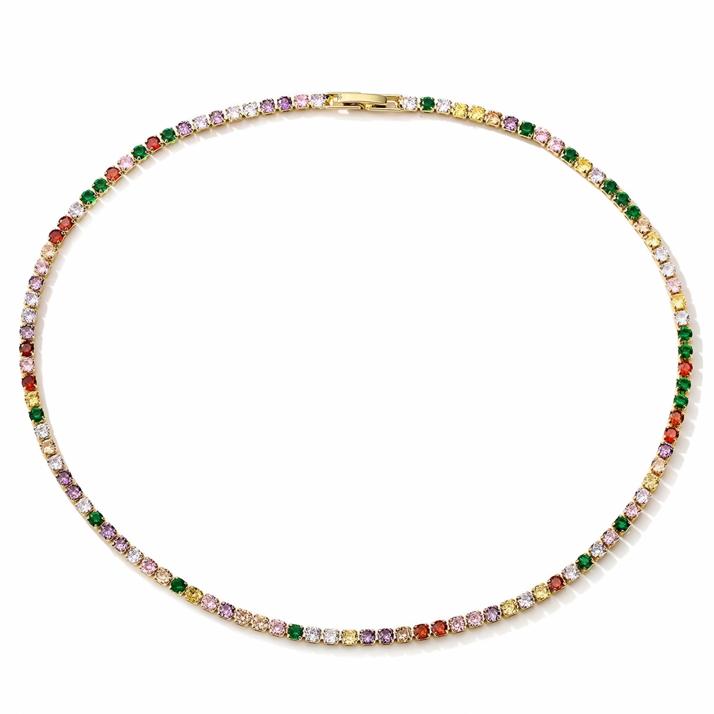 Colier tennis Maeve C2, multicolor, decorat cu zirconiu, la baza gatului
