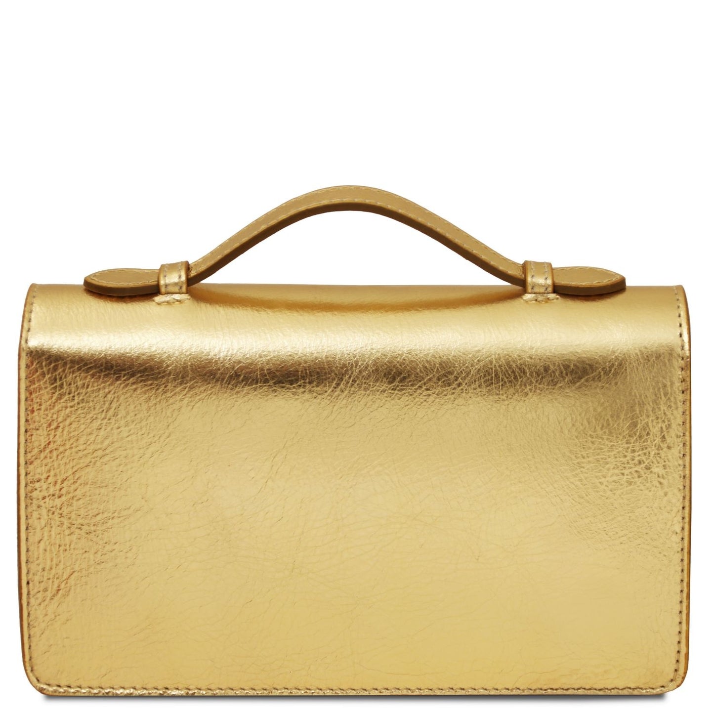 OPERA  - Clutch din piele naturala metalizata cu curea lant