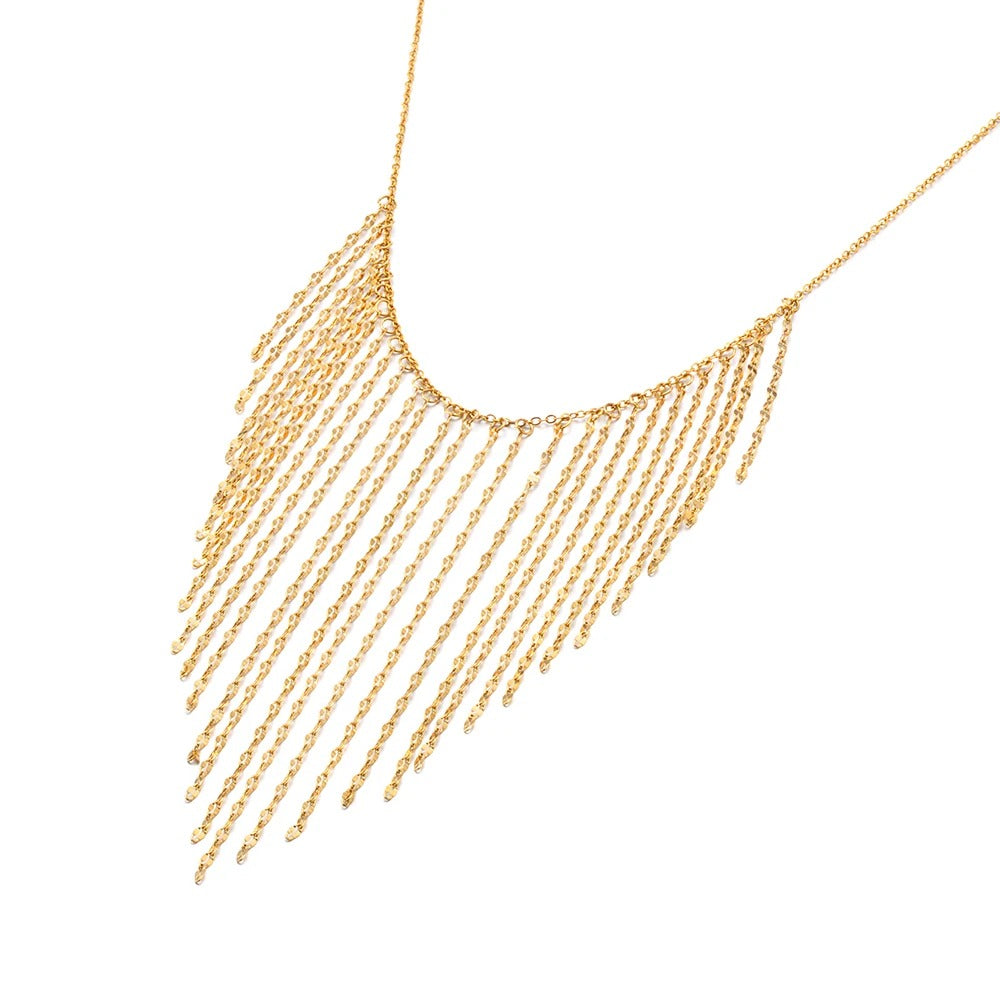 Amira Necklace, gold, statement, in 18K gold-plated stainless steel, with teardrop pendant - Glamour Collection