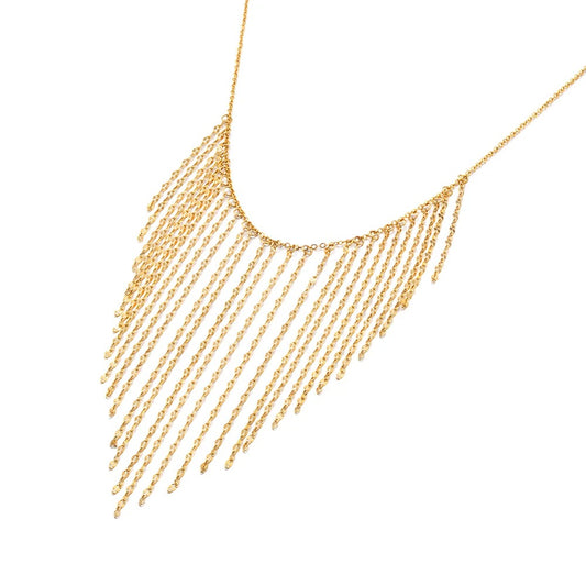 Amira Necklace, gold, statement, in 18K gold-plated stainless steel, with teardrop pendant - Glamour Collection
