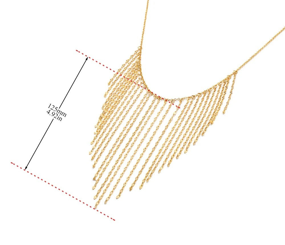 Amira Necklace, gold, statement, in 18K gold-plated stainless steel, with teardrop pendant - Glamour Collection