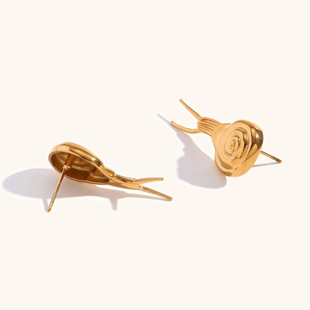 Cercei Snail, aurii, in forma de melc, din otel inoxidabil placat cu aur 18K